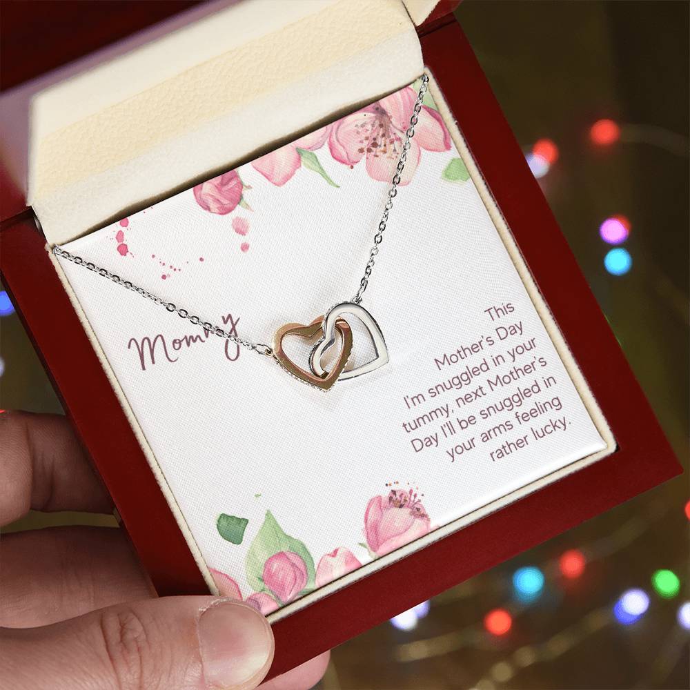 Mommy - This Mother'S Day I'M Snuggledin Your Tummy - Interlocking Heart Necklace Interlocking Hearts Necklace