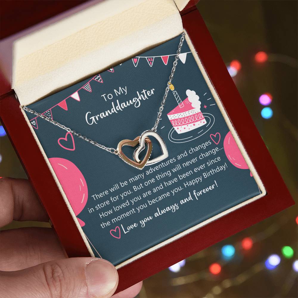 To My Granddaughter - How Lovely You Are Happy Birthday Necklace Interlocking Hearts Necklace