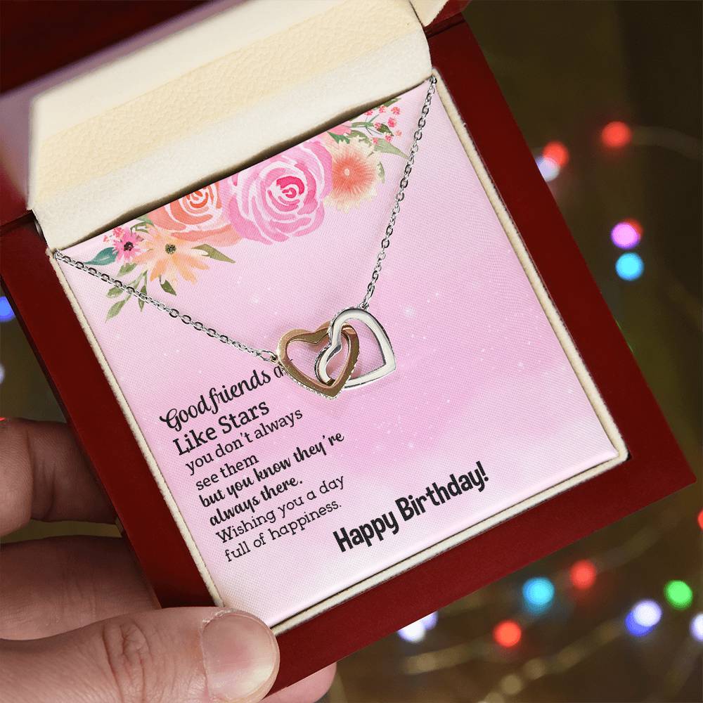 Good Friends Are Like Stars - Birthday Gift For Friend - Interlocking Hearts Necklace