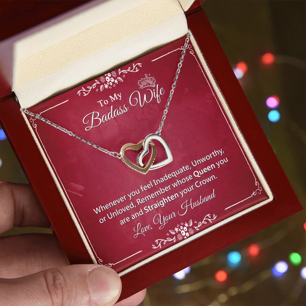 Awesome Gift For Badass Wife - Interlock Heart Necklace Interlocking Hearts Necklace