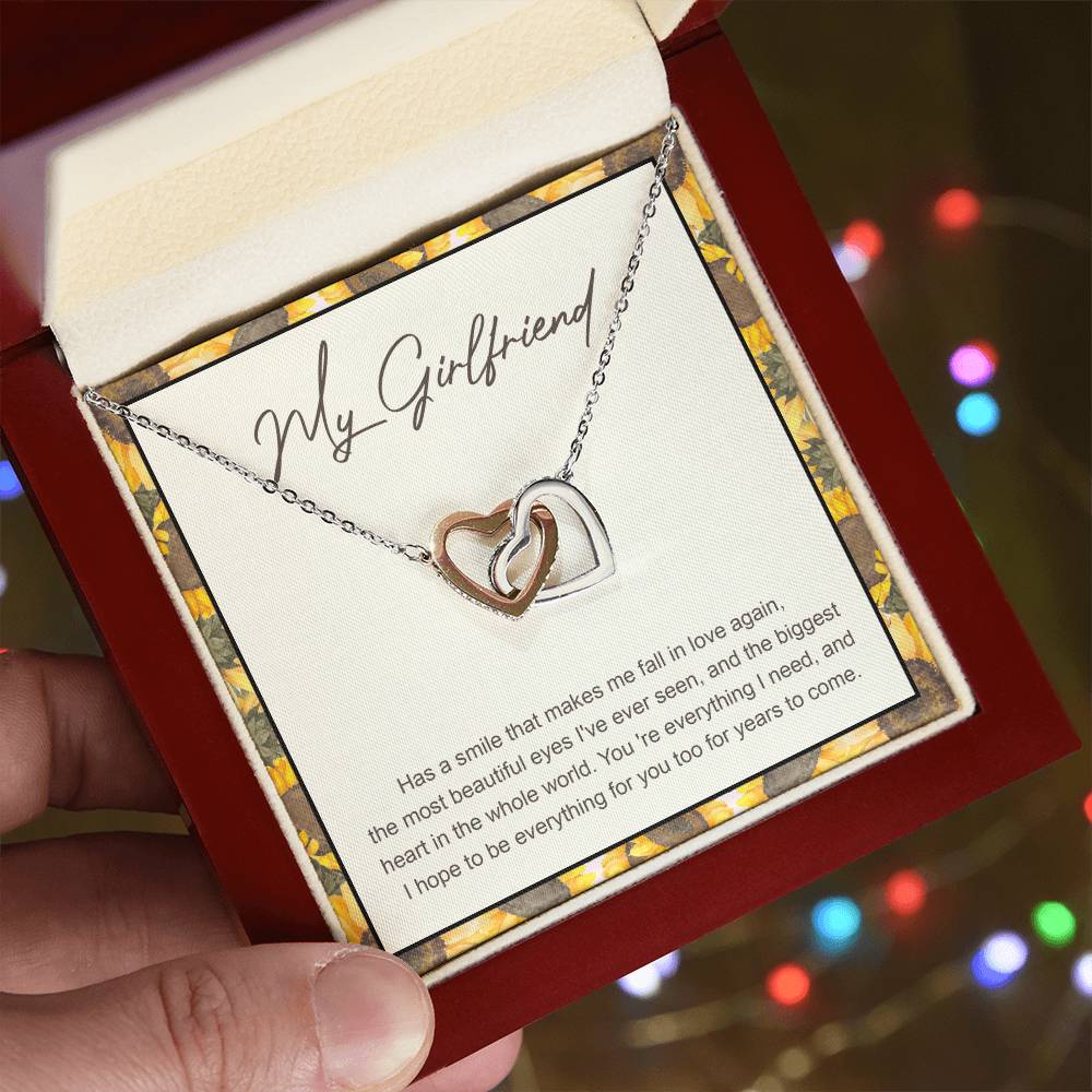 My Girlfriend Interlocking Hearts Necklace Message Card