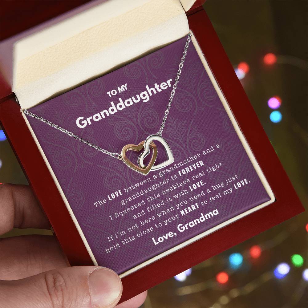 To My Granddaughter - Filled With Love - Necklace Interlocking Hearts Necklace