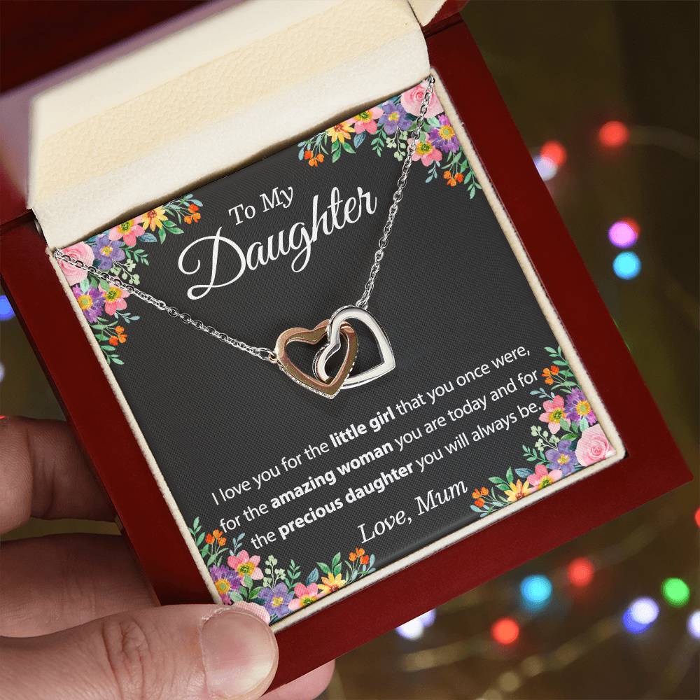 To My Daughter Necklace From Mum - To My Daughter Necklace From Dad Interlocking Hearts Necklace