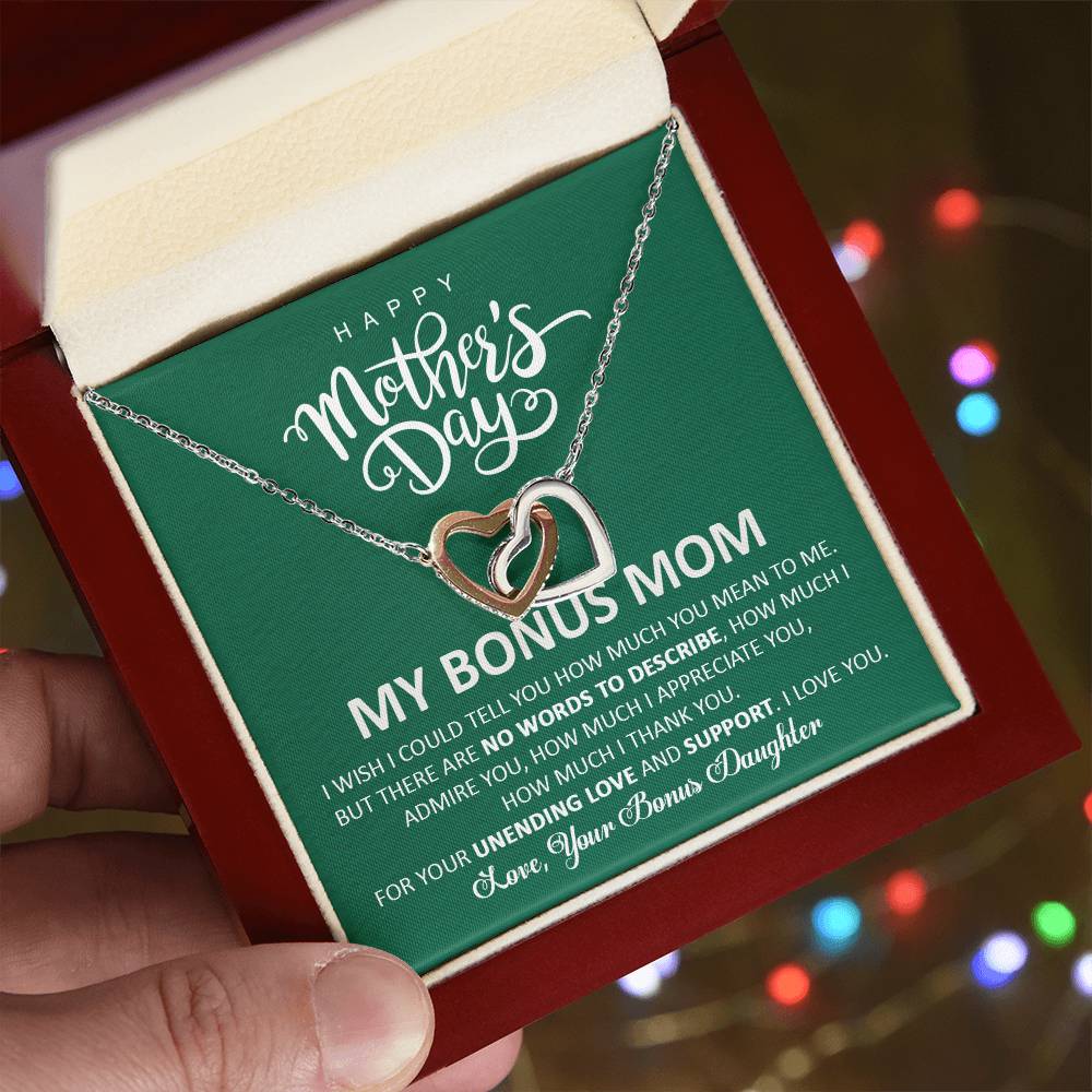 Happy Mother'S Day My Bonus Mom - Interlocking Heart Necklace Interlocking Hearts Necklace