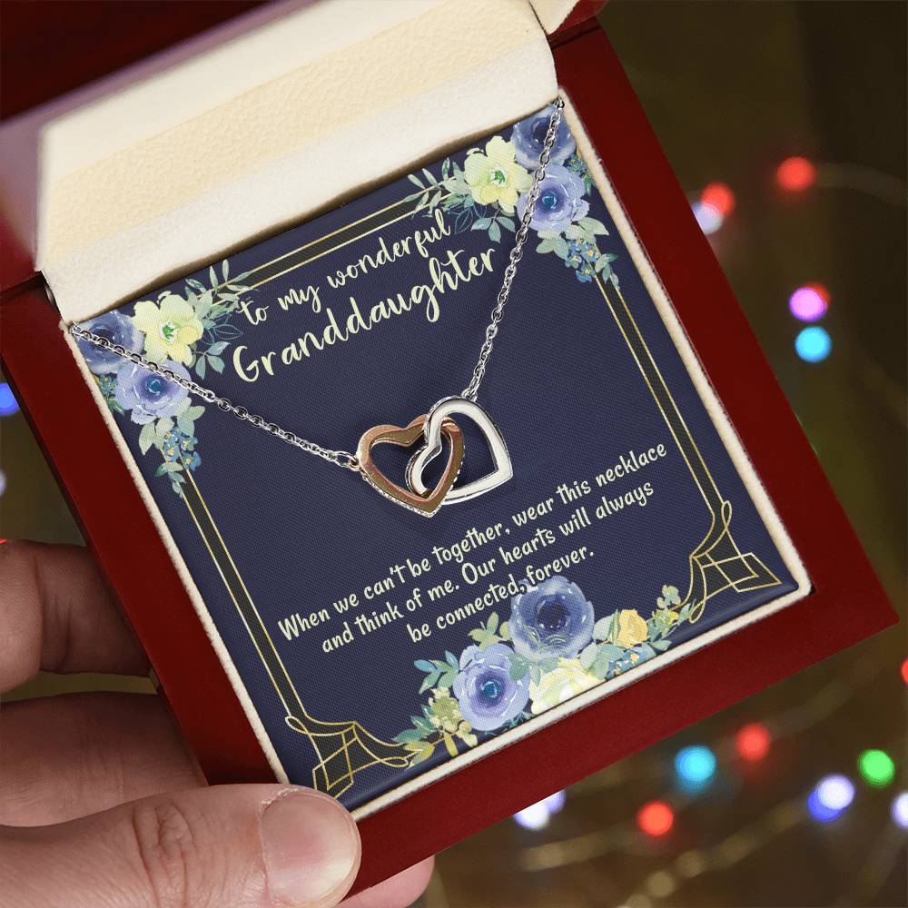 To My Wonderful Granddaughter Our Hearts Will Always Be Connected Necklace Gift From Grandmother Gift From Grandfather Interlocking Hearts Necklace