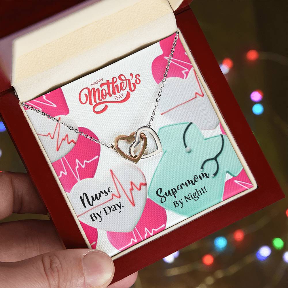 Happy Mother'S Day - Nurse Mom - Interlocking Hearts Necklace
