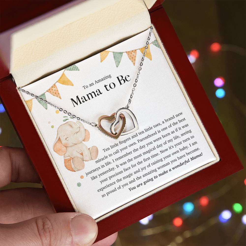 To An Amazing Mama To Be - Interlocking Heart Necklace Interlocking Hearts Necklace