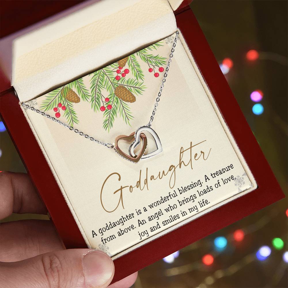 Goddaughter Interlocking Hearts Necklace Message Card