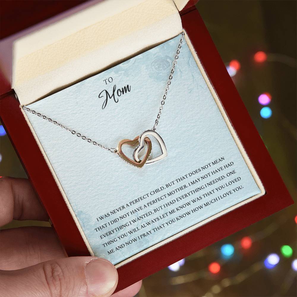 To My Mom Perfect Child Love You Always Interlocking Hearts Necklace