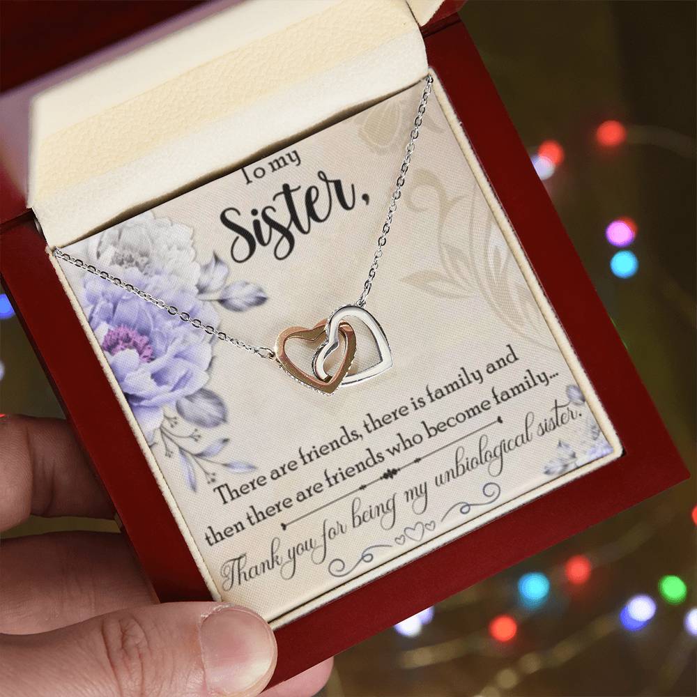 To My Sister Necklace Interlocking Hearts Necklace