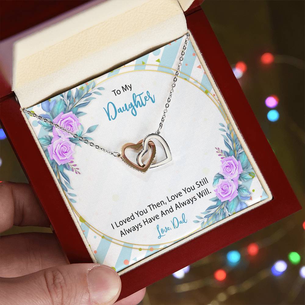 To My Daughter From Dad Interlocking Hearts Necklace