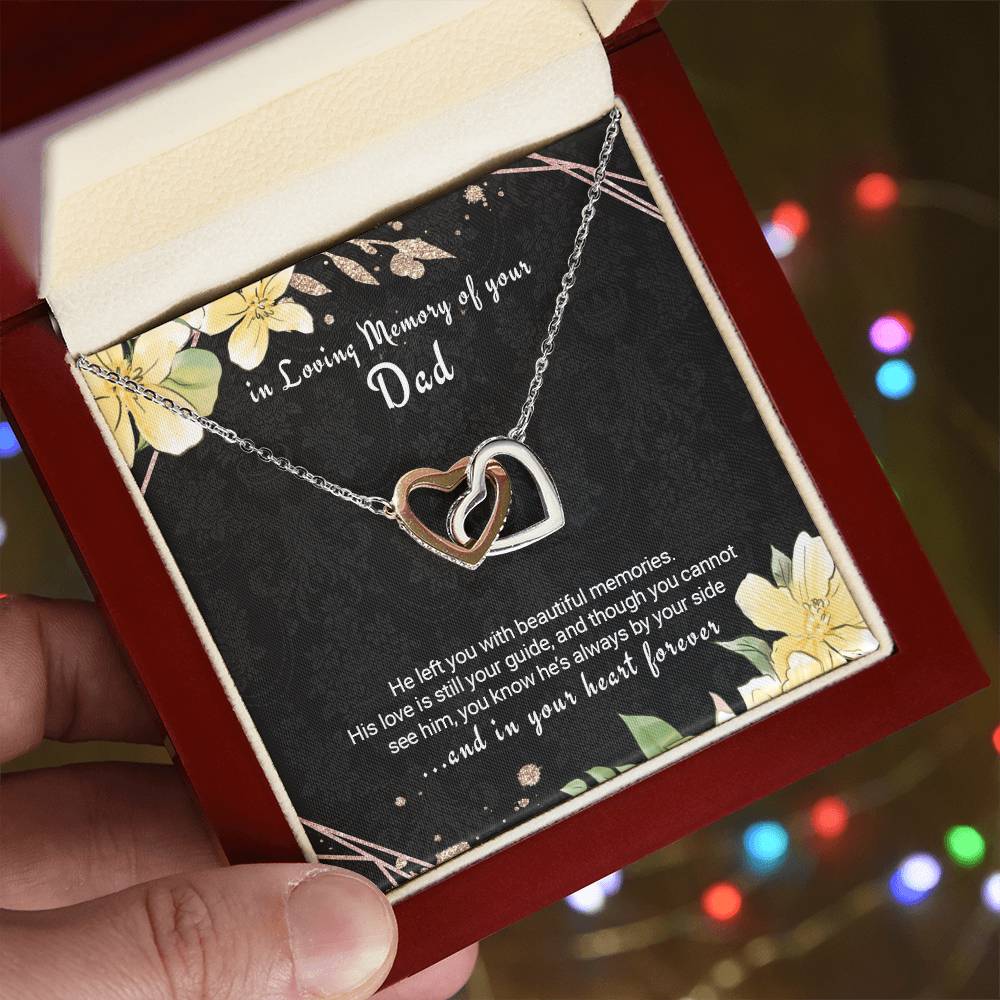 Bereavement Gift Loss Of Dad Twin Hearts Necklace In Memory Of Father Interlocking Hearts Necklace