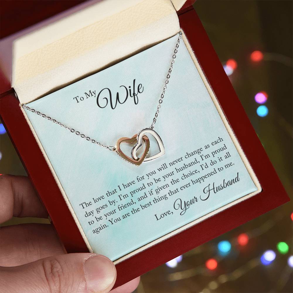 To My Wife - I'M Proud To Be Your Husband - Interlocking Heart Necklace Interlocking Hearts Necklace