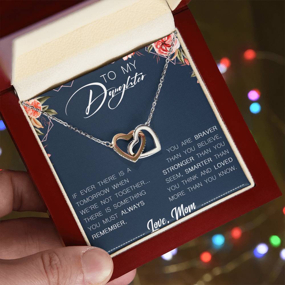 To My Daughter Interlocking Hearts Necklace Message Card