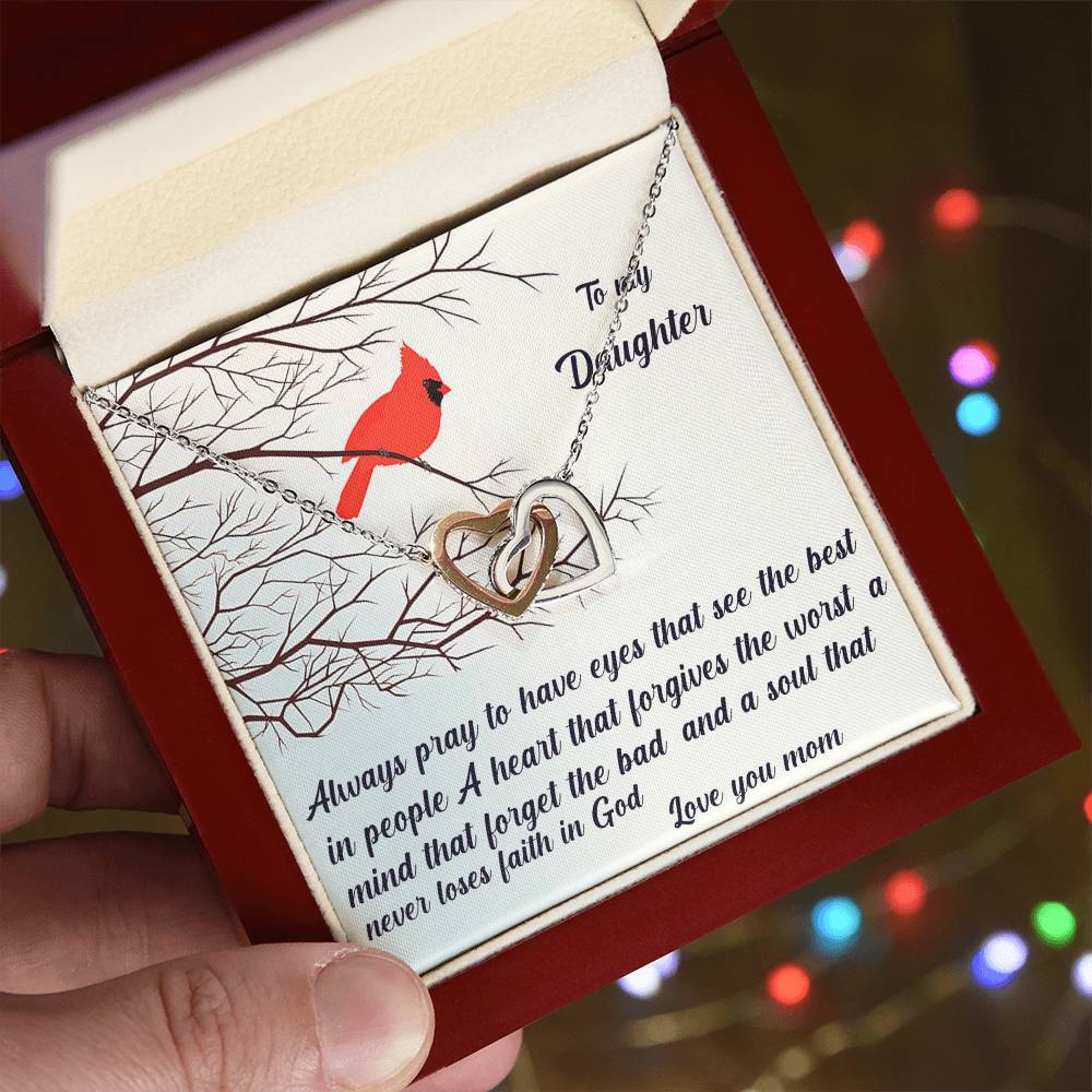 Always Pray To Have Eyes That See The Best Interlocking Hearts Necklace