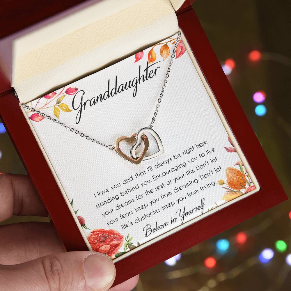 Granddaughter Interlocking Hearts Necklace Message Card