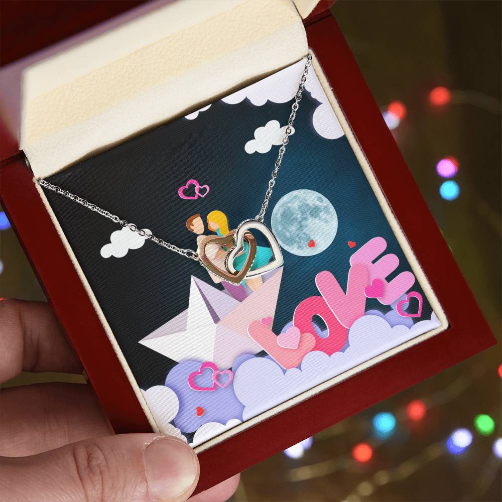 To Wife Girlfriend . Show Your Love To Your Lovely Girlfriend Wife. Gift For Girlfriend Wife Interlocking Hearts Necklace