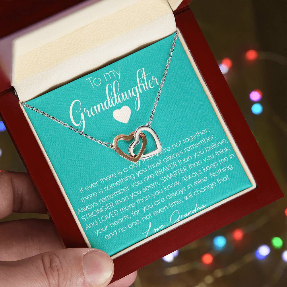 To My Granddaughter Interlocking Hearts Necklace Message Card