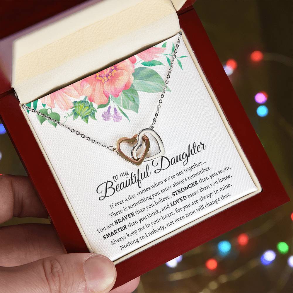 To My Beautiful Daughter - Luxurious Infinity Cube - So88 Interlocking Hearts Necklace