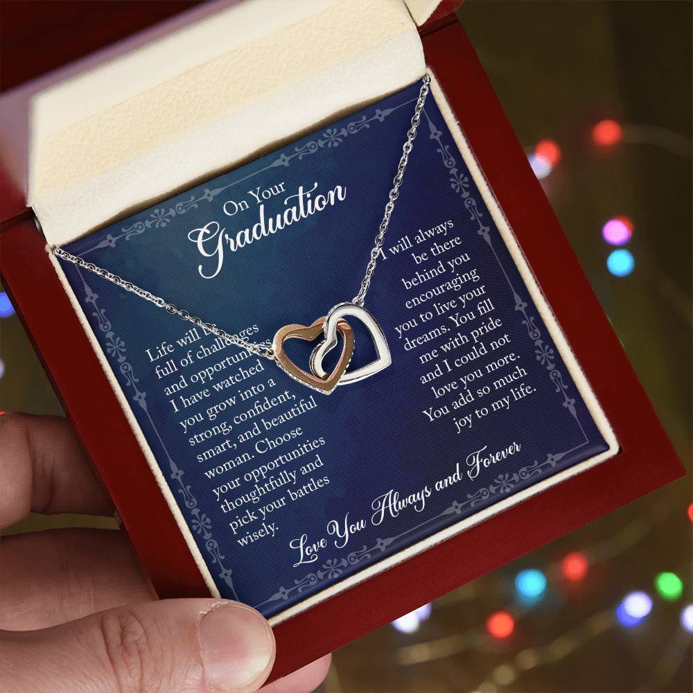 Daughter On Your Graduation - Linked Hearts Necklace Interlocking Hearts Necklace