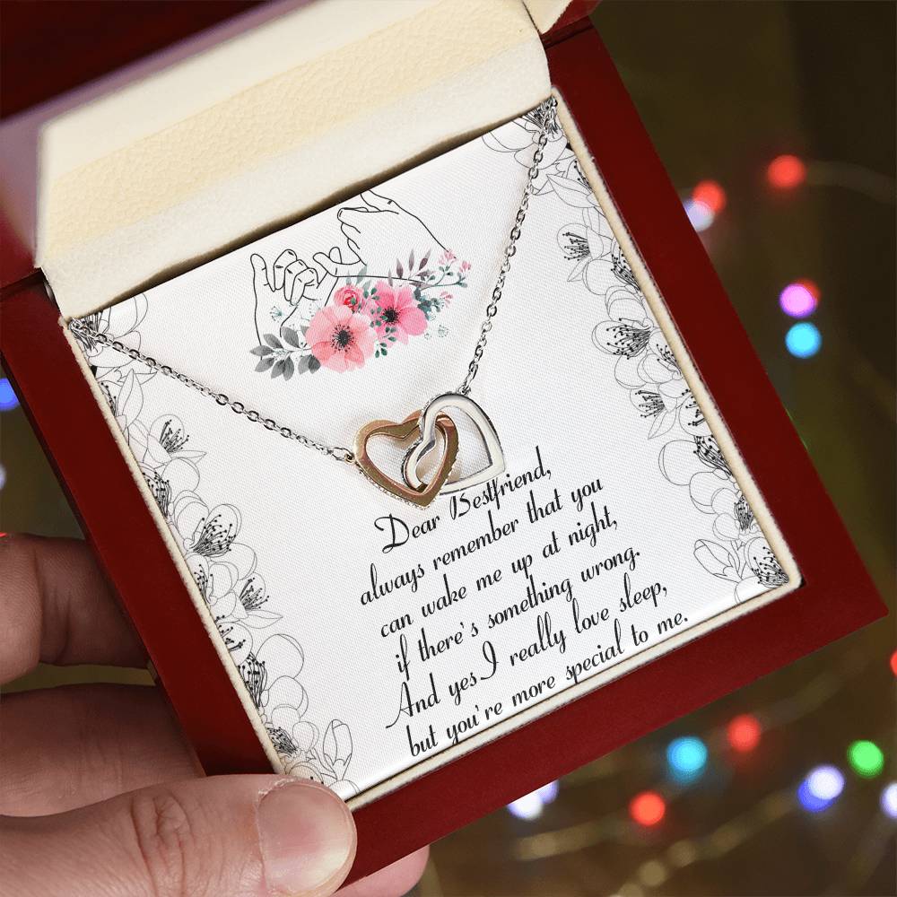 Dear Bestfriend Interlocking Hearts Necklace Message Card