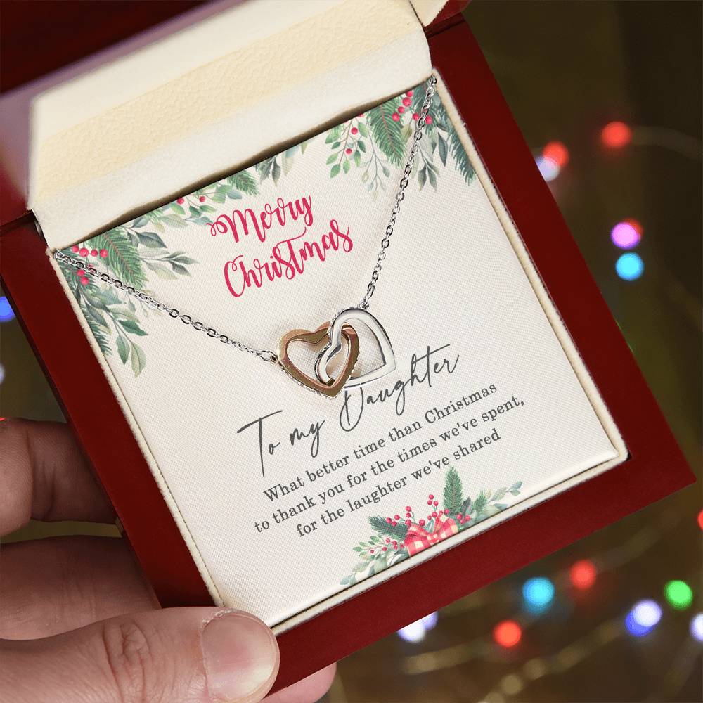 To My Daughter Interlocking Hearts Necklace Message Card