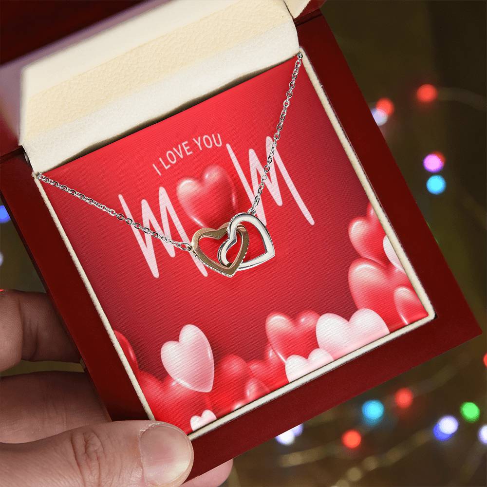 To My Lovely Mom Interlocking Hearts Necklace