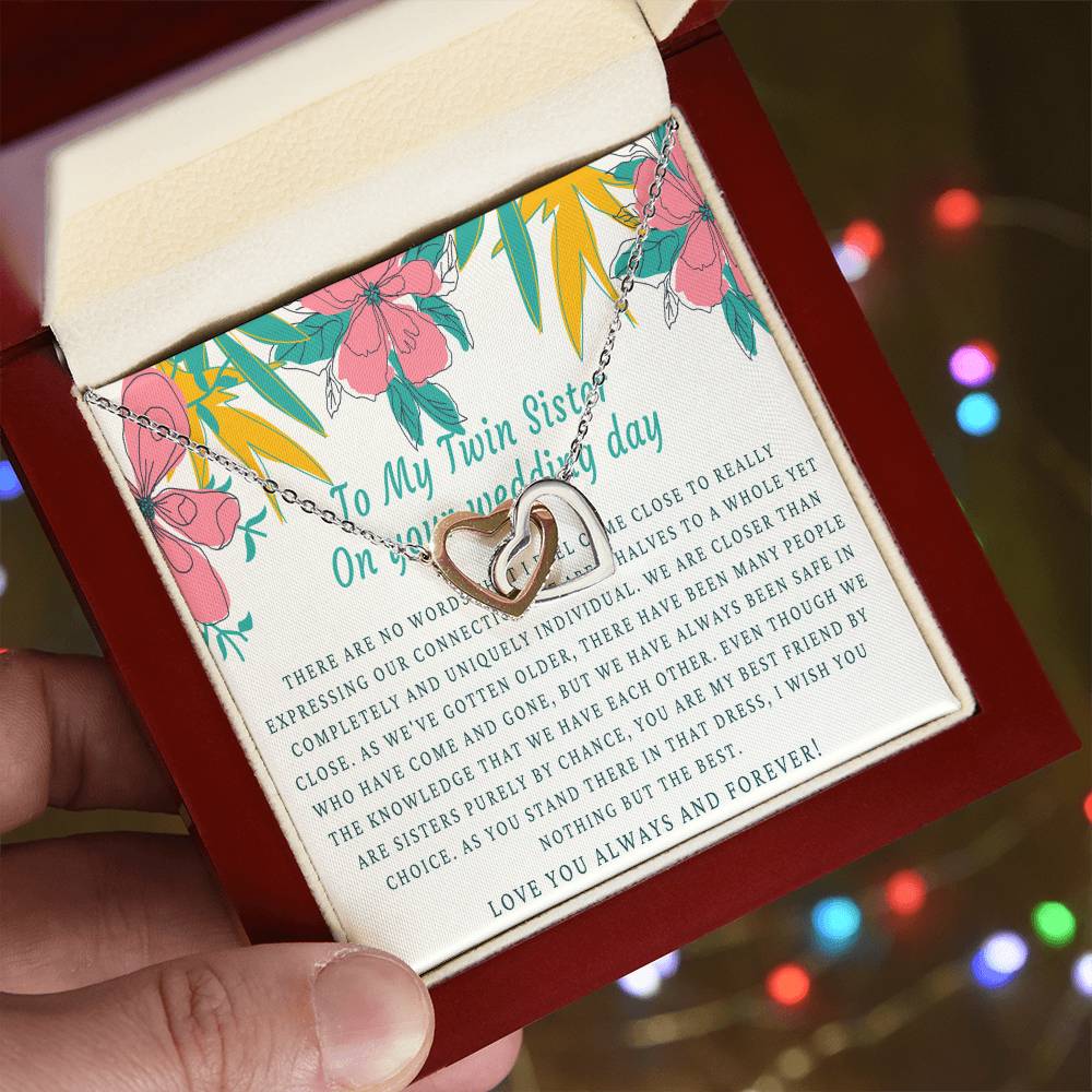 Bride Gift From Sister Sister Wedding Gift From Twin Sister Sister Wedding Necklace Wedding Day Gift For Bride From Sister Interlocking Hearts Necklace
