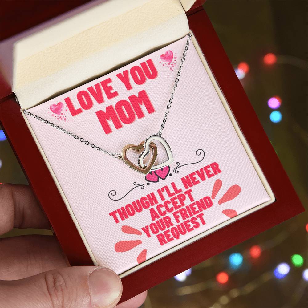 Mom’S Friend Request- Interlocking Hearts With Cubic Zirconia Interlocking Hearts Necklace