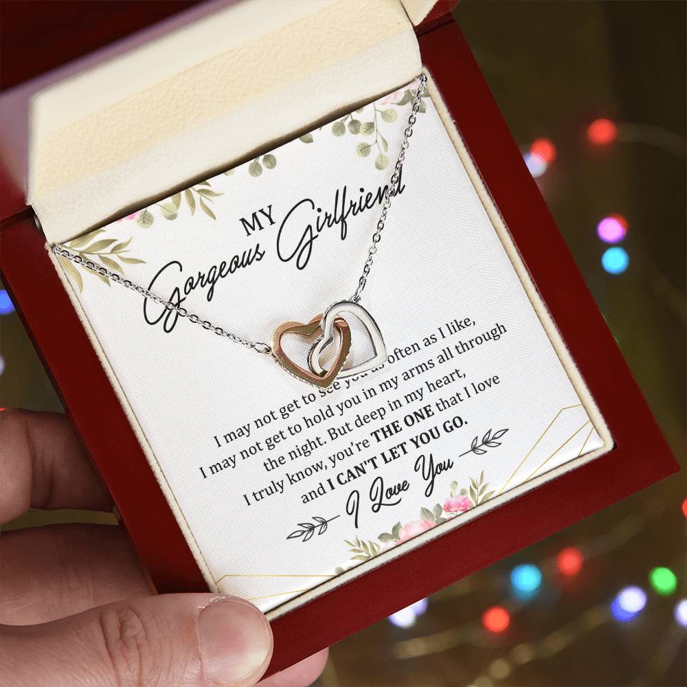 My Gorgeous Girlfriend Interlocking Hearts Necklace Message Card