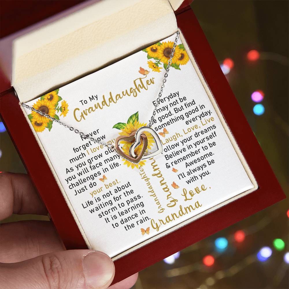 To My Granddaughter - Interlocking Hearts Necklace