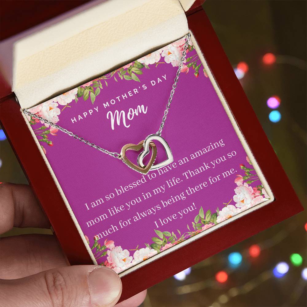 Happy Mother'S Day Mom - Interlocking Hearts Necklace