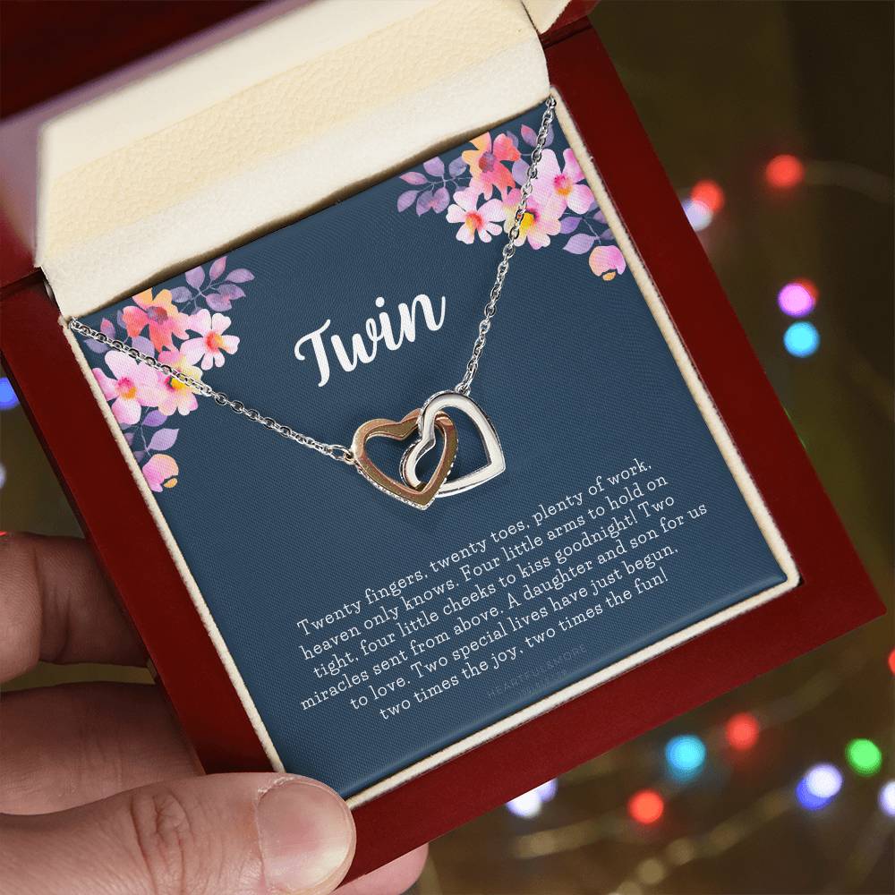 Mom Of Twins Gift Jewelry For Mother Of Twins Parents Of Twins Best Gift For New Mom Of Twins Birthday Gift For Mom Of Twins Necklace Interlocking Hearts Necklace