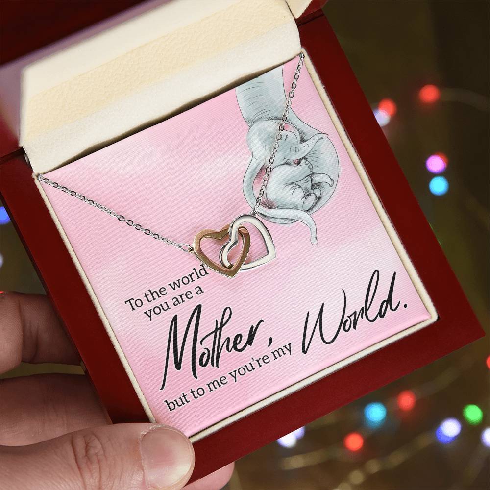 To My Mom World Love You Always Interlocking Hearts Necklace