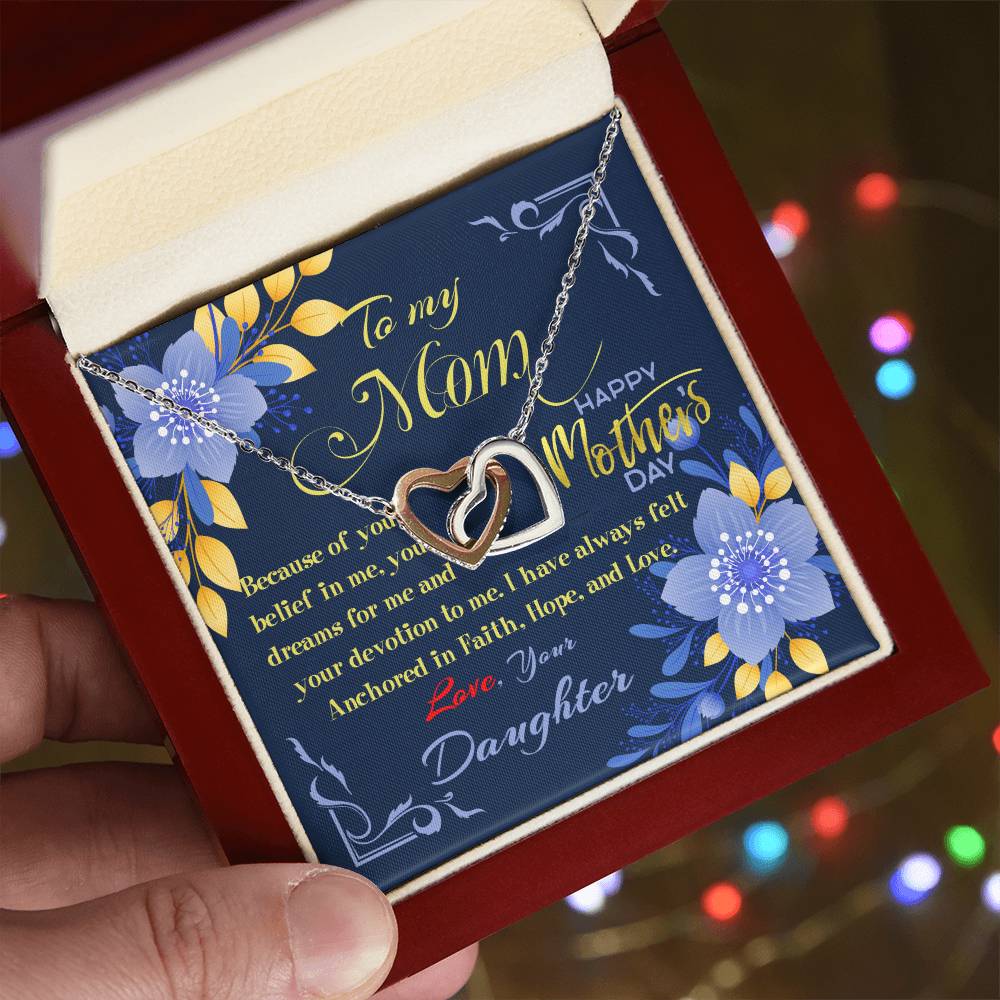 Interlocked Hearts Necklace Gift Set - From Daughter To Mom Interlocking Hearts Necklace