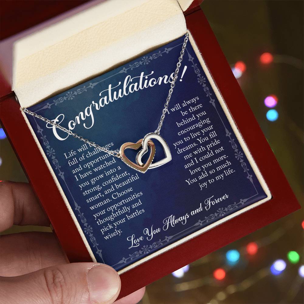 Congratulations! Gift For Graduation - Linked Hearts Necklace Interlocking Hearts Necklace