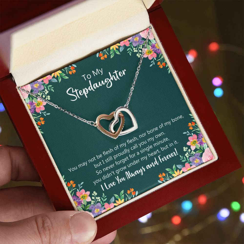 I Proudly Call You My Own - Stepdaughter Gift Necklace Interlocking Hearts Necklace