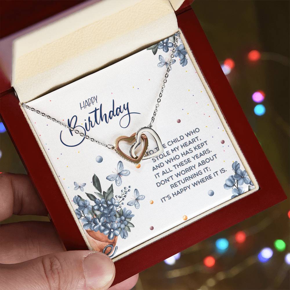 Birthday Gift For Her -Stolen My Heart Necklace Interlocking Hearts Necklace