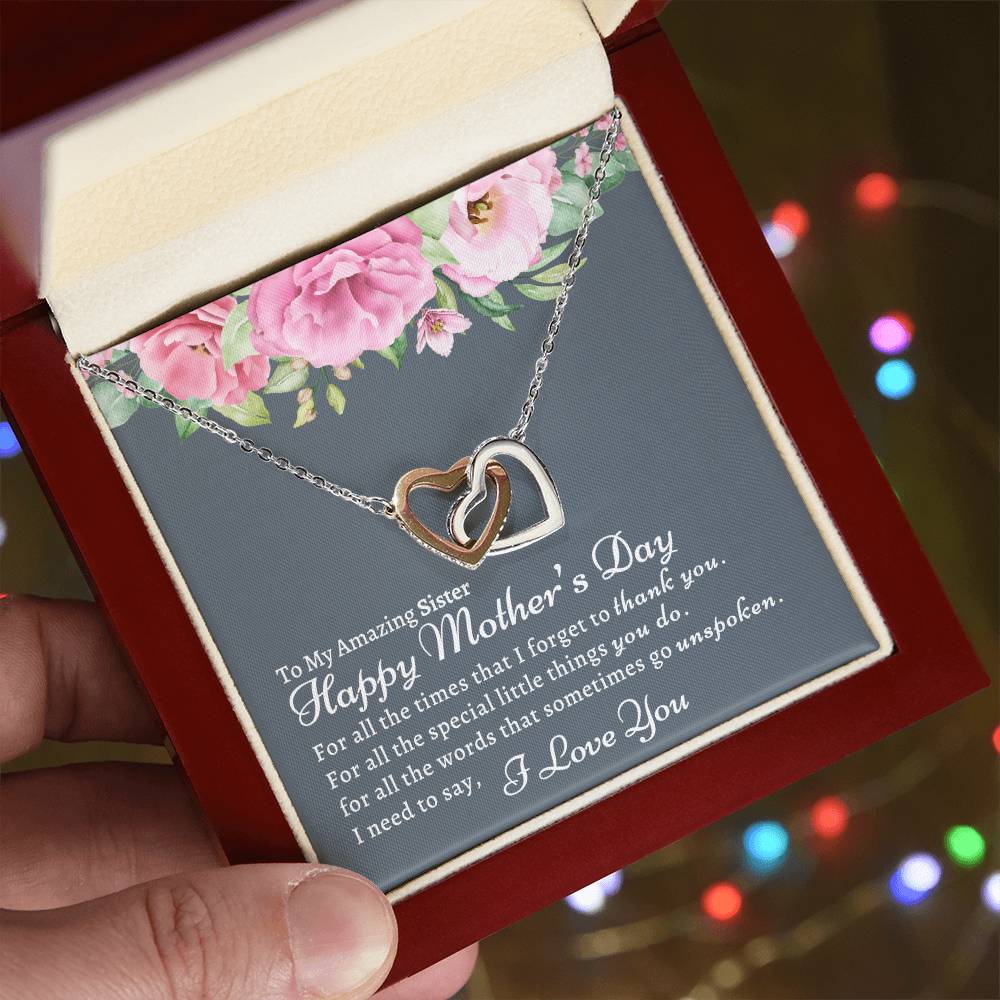 To My Amazing Sister Necklace Interlocking Hearts Necklace