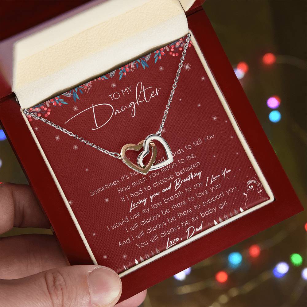 To My Daughter Interlocking Hearts Necklace Message Card