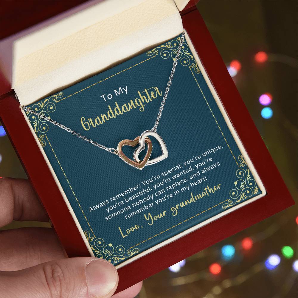 Interlocking Hearts Necklace To My Granddaughter Always Remember You'Re Special