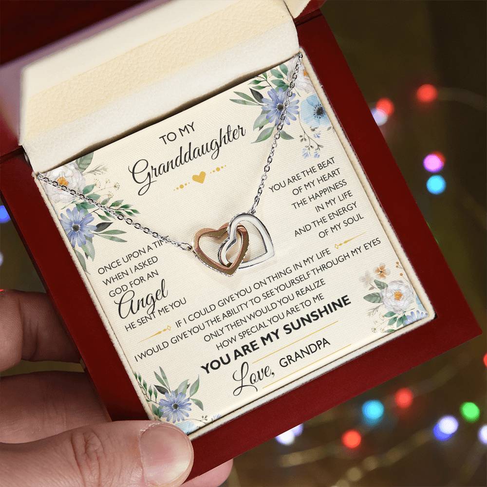 To My Granddaughter From Grandpa - Interlocking Heart Necklace Interlocking Hearts Necklace