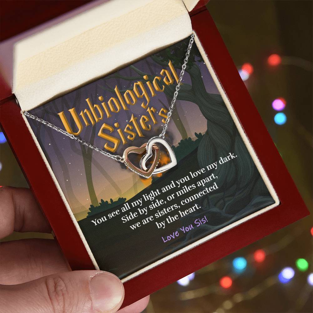 Unbiological Sisters - Always Connected - Necklace Interlocking Hearts Necklace