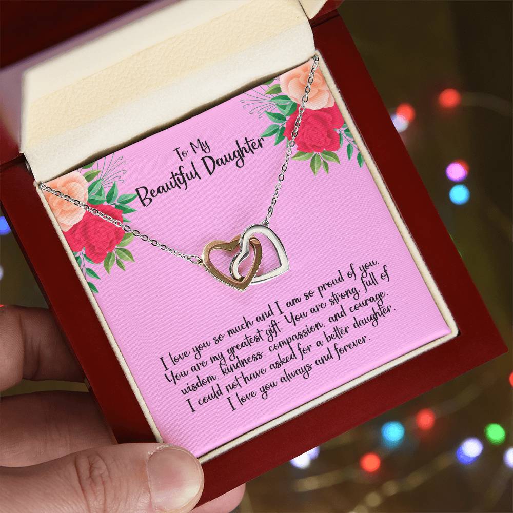 To My Beautiful Daughter - Interlocking Heart Necklace Interlocking Hearts Necklace