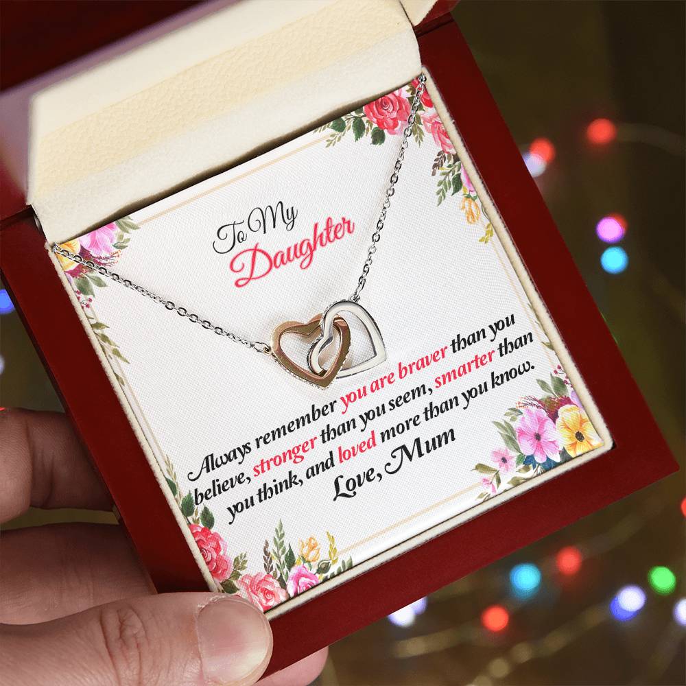 To My Daughter Joined Hearts Pendant Necklace From Mum Interlocking Hearts Necklace