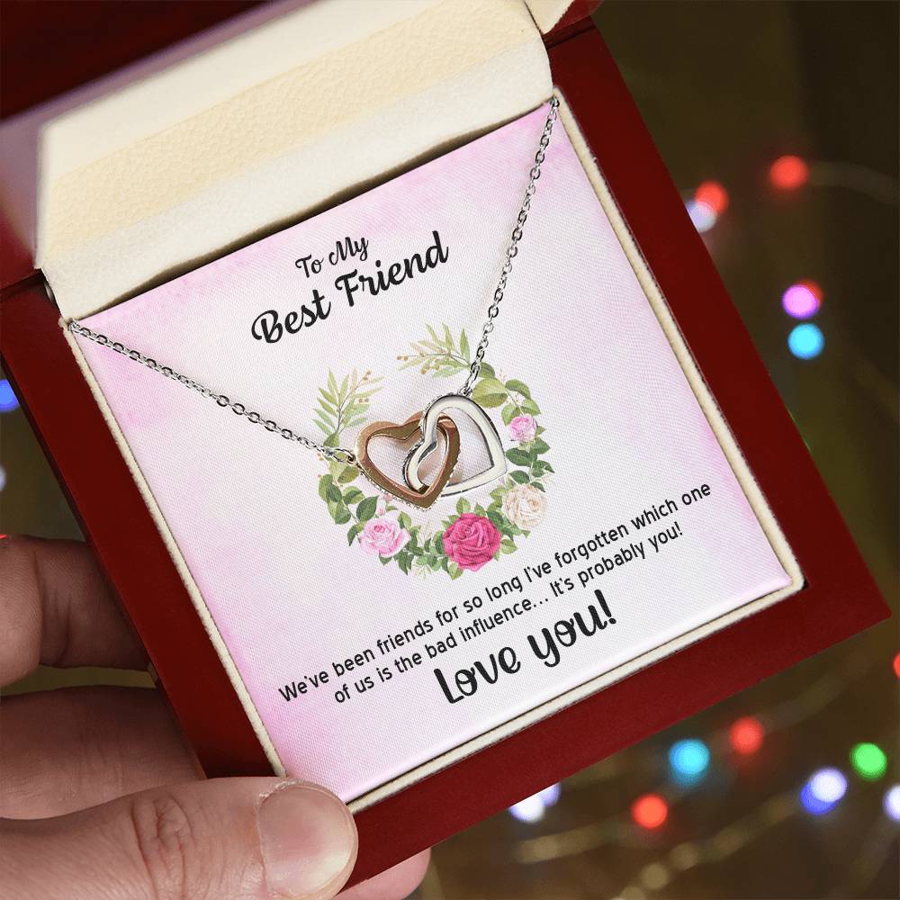 Best Friens Double Hearts Gift .We'Ve Been Friends So Long Interlocking Hearts Necklace