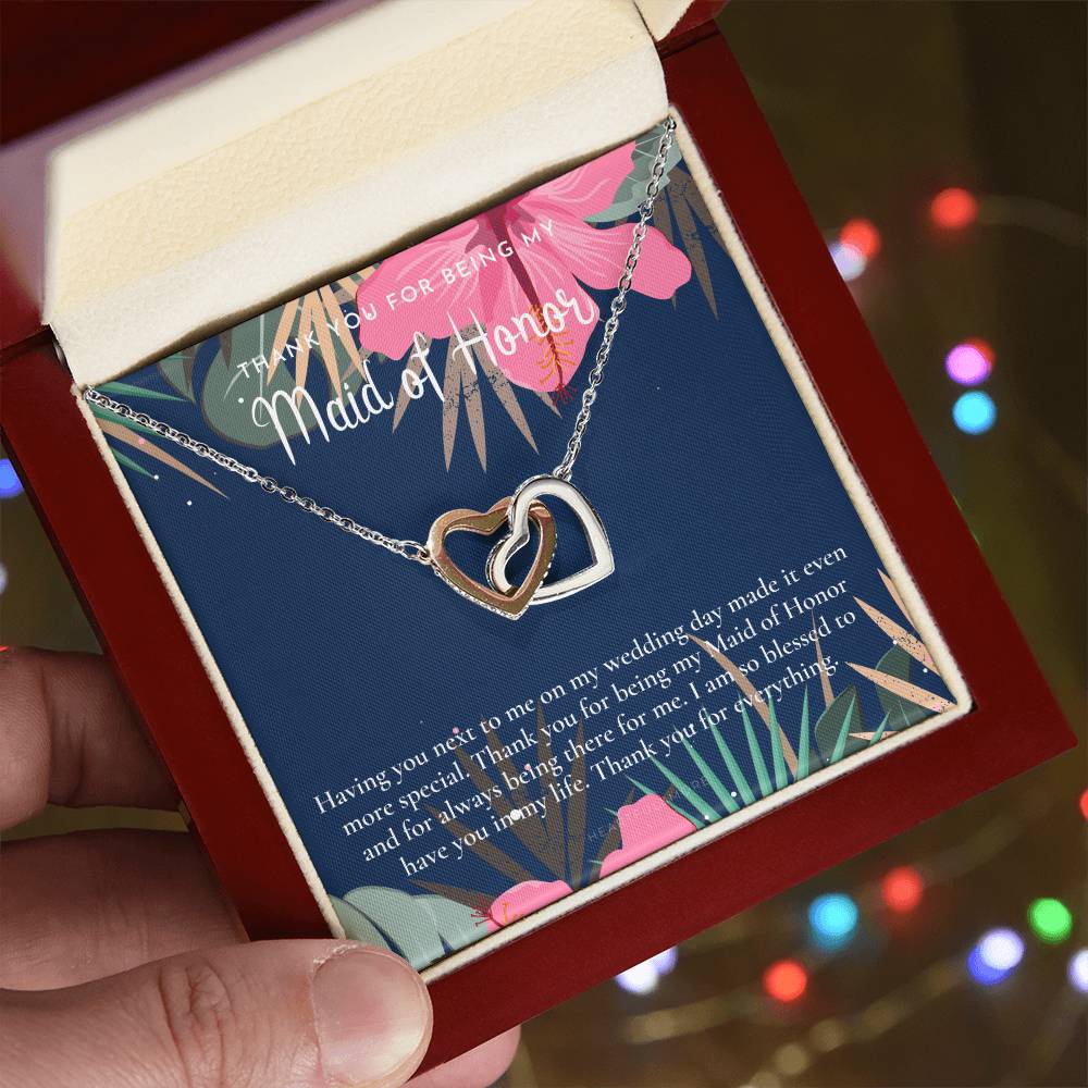 Maid Of Honor Thank You Gift From Bride Bridesmaid Gift Maid Of Honor Gift Necklace Matron Of Honor Gift Thank You Gift From Bride Interlocking Hearts Necklace