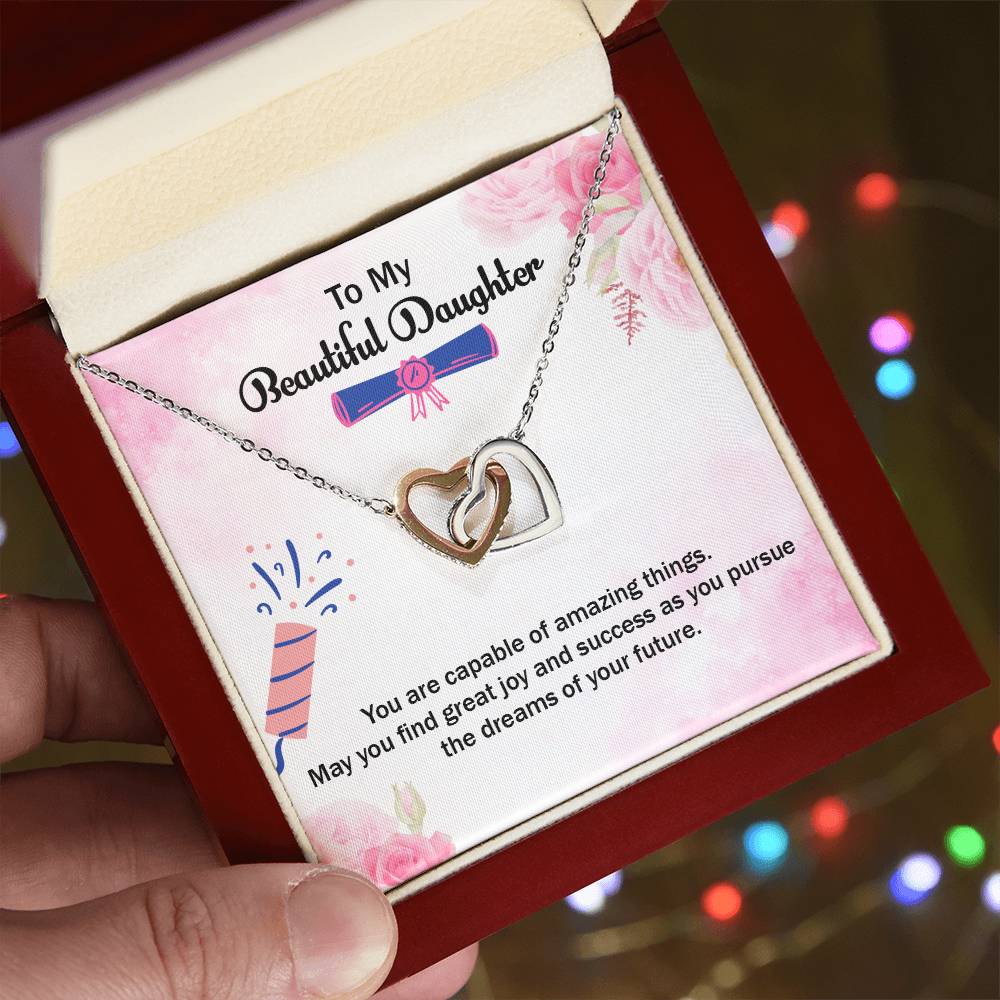 Daughter'S Graduation Gift Necklace Graduation Jewelry For Daughter From Parents Interlocking Hearts Necklace