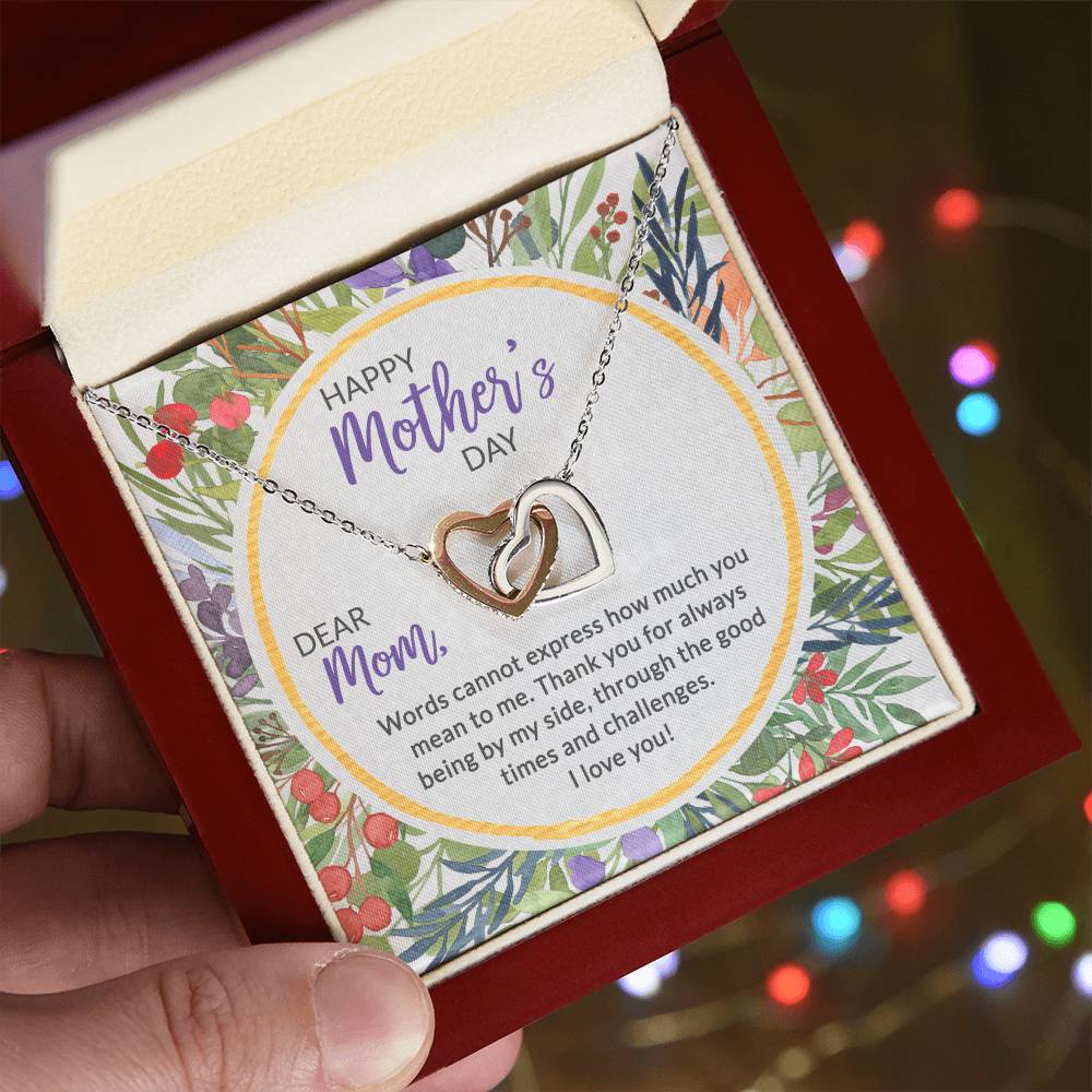 Mother'S Day Collection Interlocking Hearts Necklace - Floral Celebration !