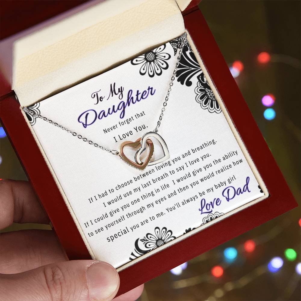 Saleto My Daughter Never Forget I Love You Necklace Interlocking Hearts Necklace